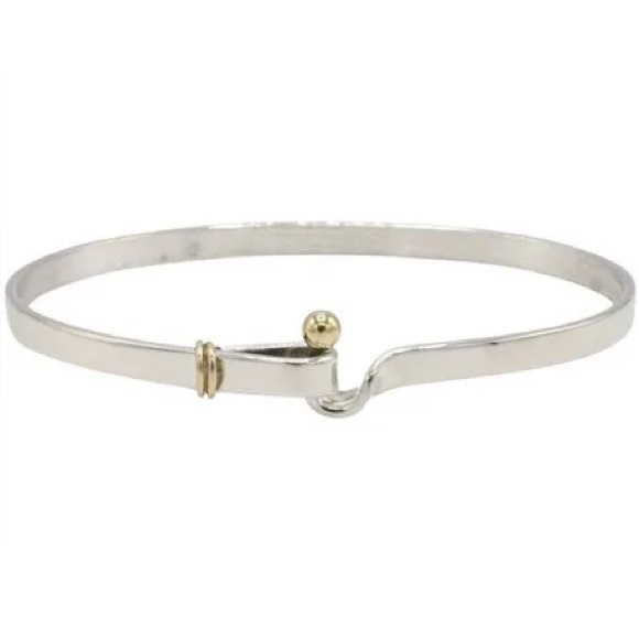 Tiffany & Co. Jewelry - Vintage Tiffany & Co Sterling Silver 18K Yellow Gold Hook & Eye Bangle Bracelet